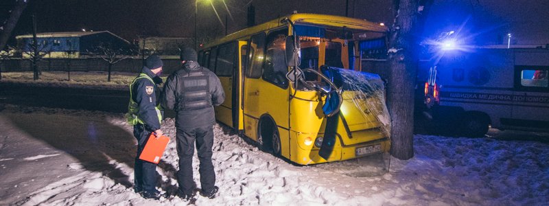 В Киеве маршрутка с пассажирами сбила пешехода и влетела в дерево