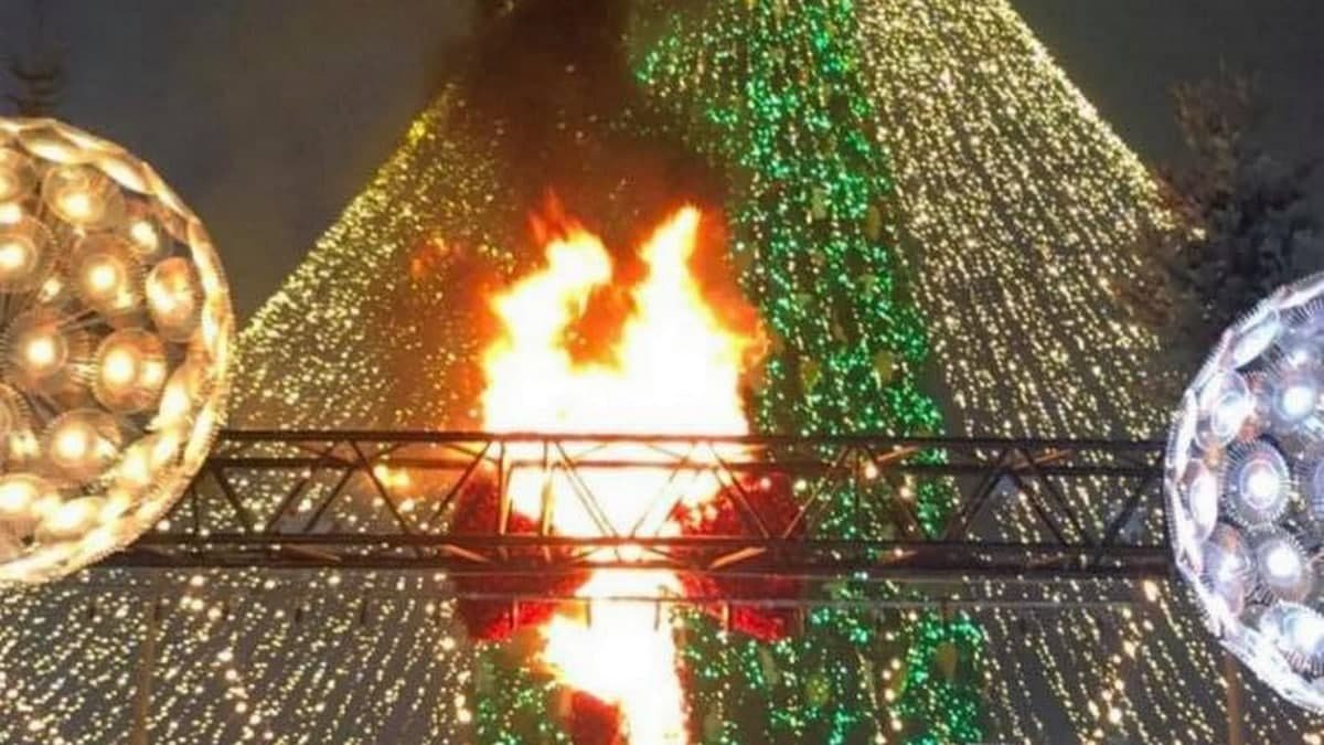 В Киеве на открытии главной ёлки случился пожар: загорелись украшения