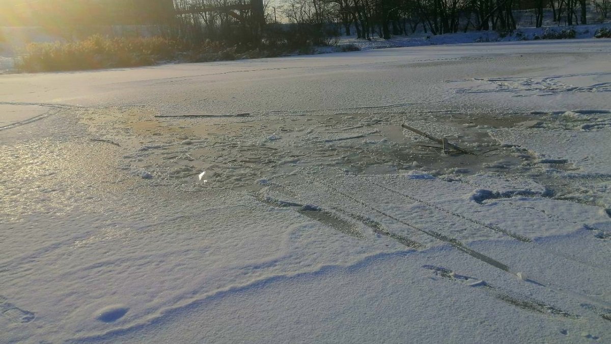 В Киеве два человека провалились под лед, очевидец нырнул их спасать: детали инцидента