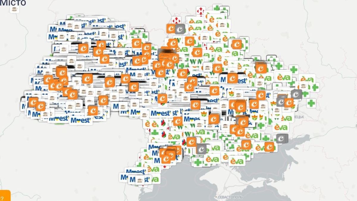ЛУН Місто запустил полезную карту со всем работающим бизнесом в Киеве и других городах Украины