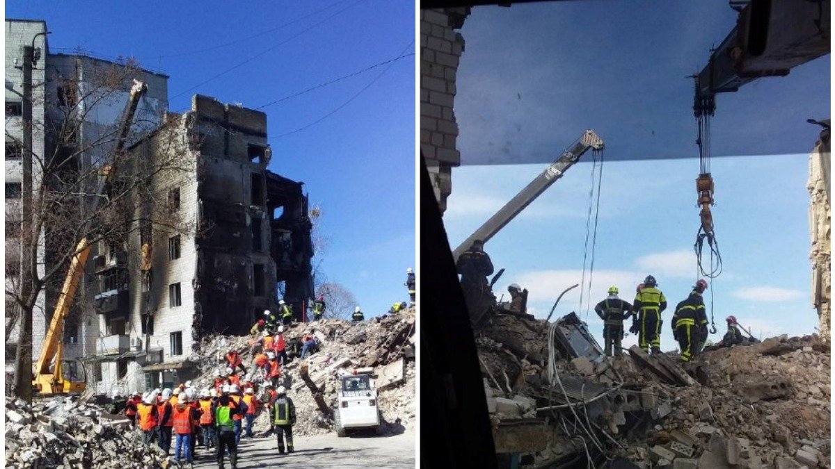 В Бородянке из 29 многоэтажек бомбами разрушили 21: на помощь  разборе отправились коммунальщики Киева