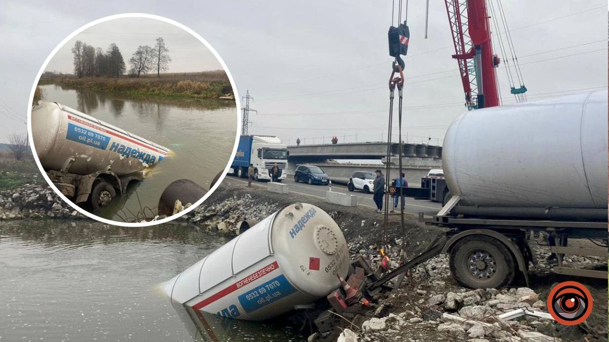 На Київщині вантажівка упала в річку: тіло водія діставали водолази