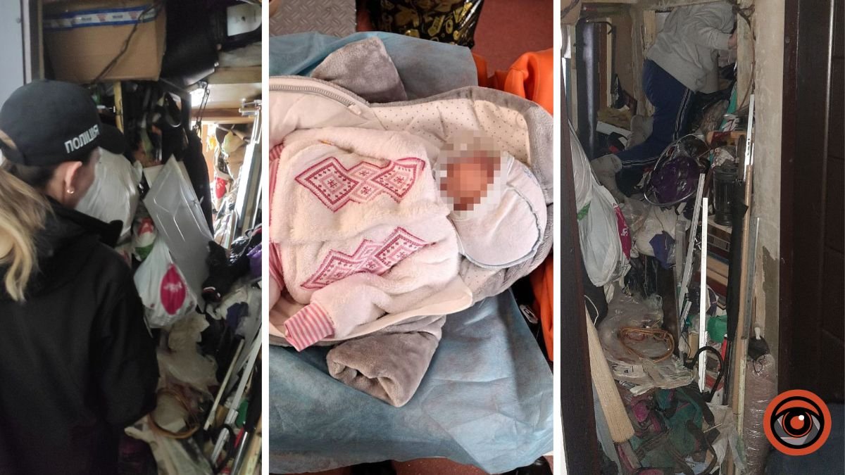 Пакети сміття, бруд, розкиданий одяг: у Києві поліцейські забрали новонароджену дитину з квартири "плюшкінів"
