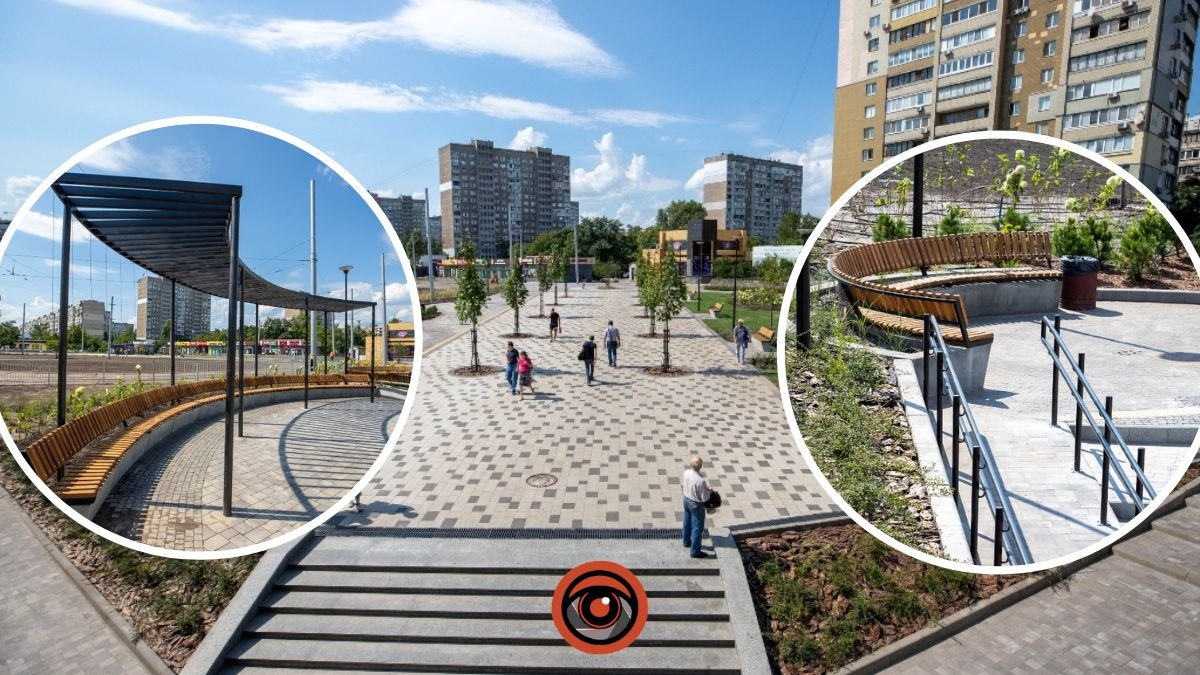 Як зараз виглядає нова зелена зона біля станції метро «Героїв Дніпра» після сносу МАФів та ремонту