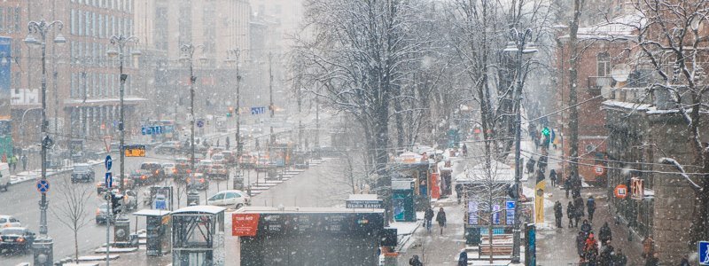 В последние дни марта Киев засыпает лапатым снегом