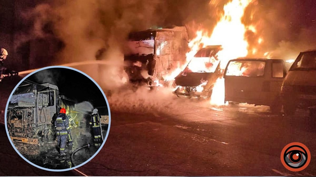 На Київщині згоріли бензовоз та два мікроавтобуси