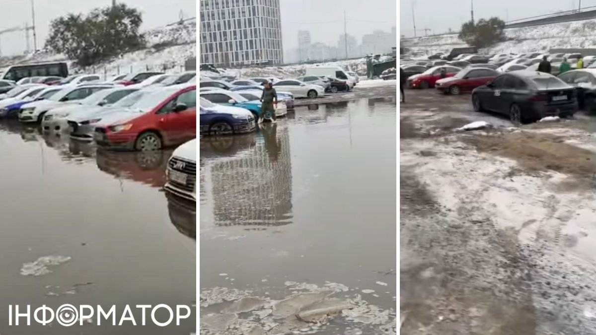 На лівому березі Києва прорвало трубу: сотні автомобілів опинились у воді - відео