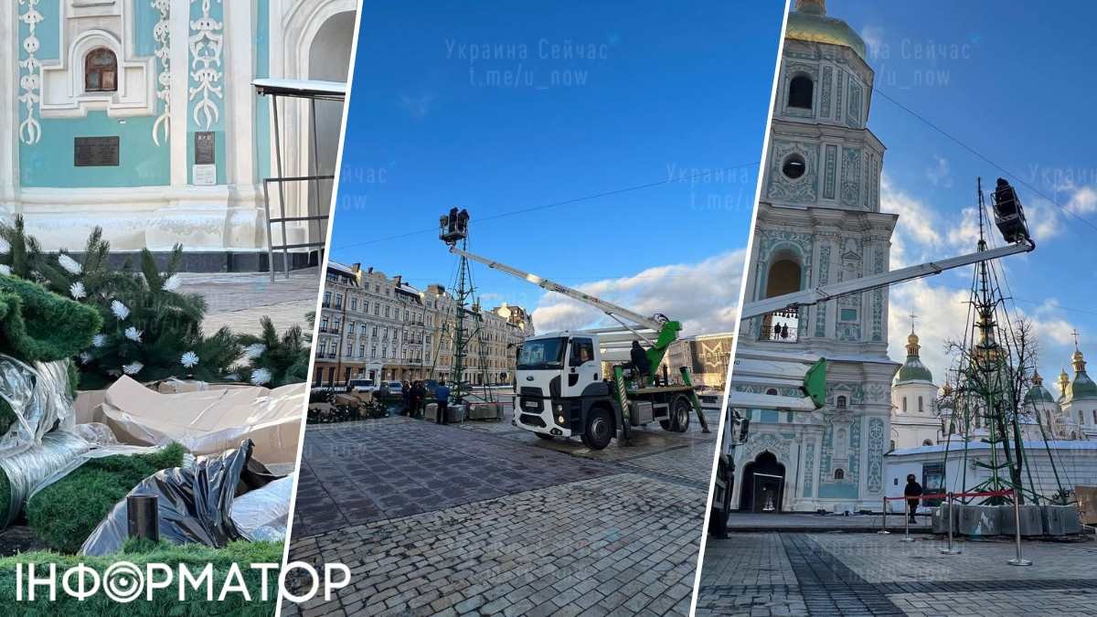 Как создают новогоднюю елку в Киеве