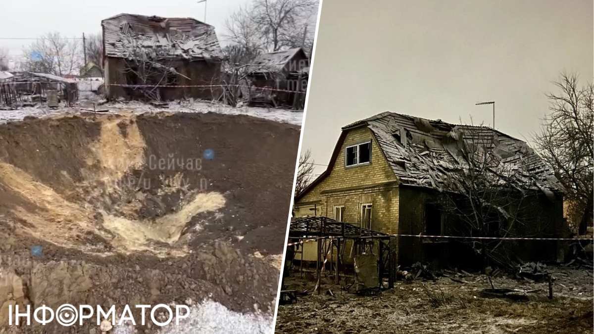 На месте падения обломков ракеты в Киеве образовалась 10-метровая воронка -  видео