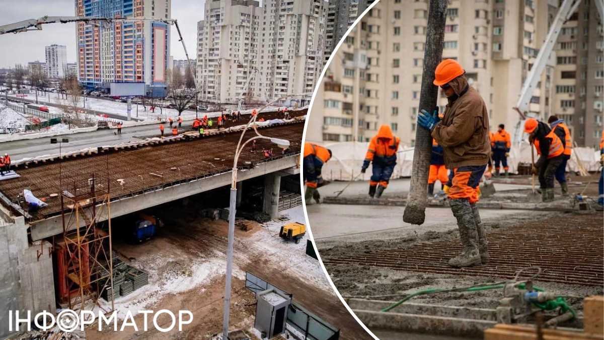 Строительство моста на Оболони в Киеве