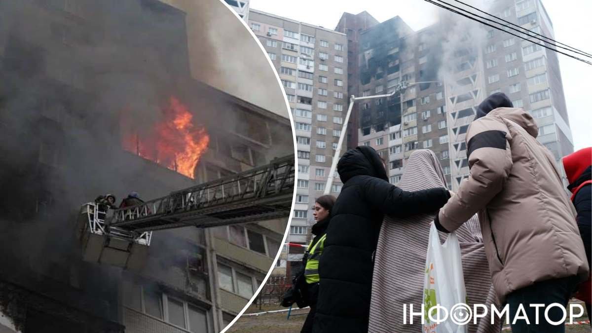 Восстановление домов, пострадавших от ракетной атаки 7 февраля в Киеве