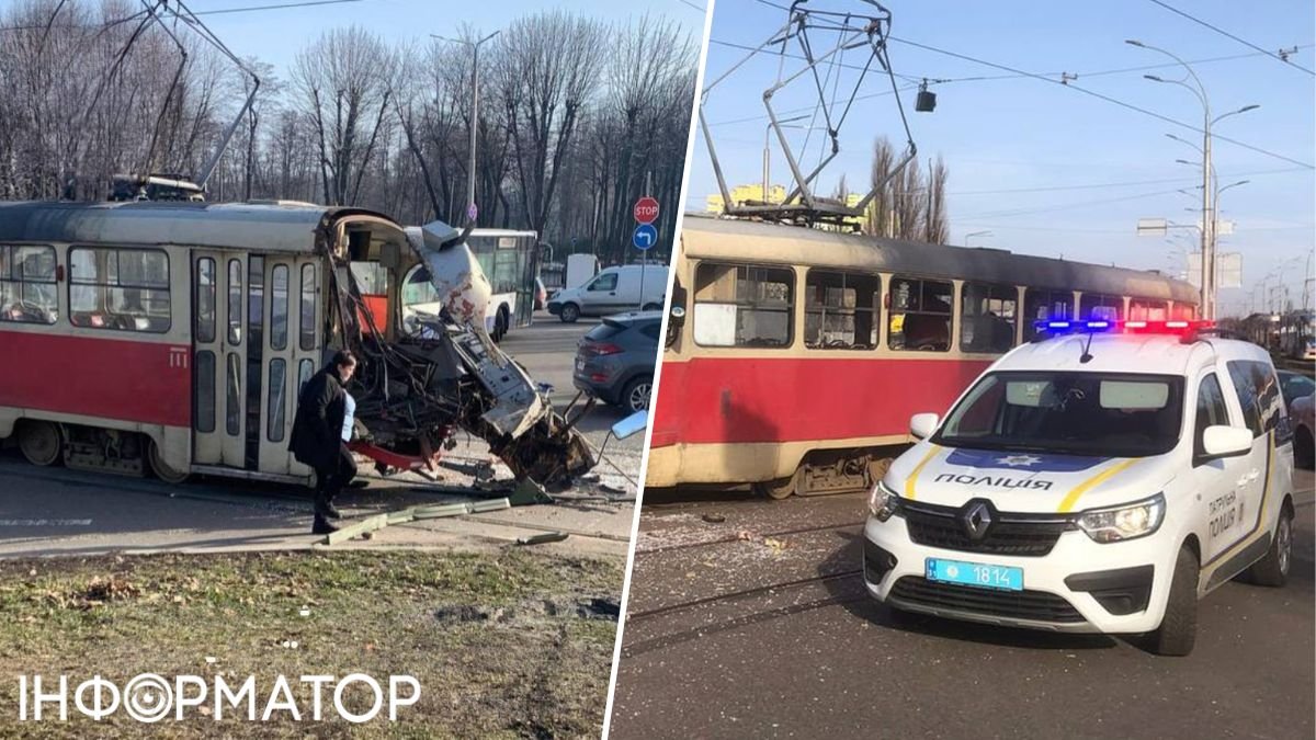 У Києві вантажівка розтрощила трамвай: подробиці