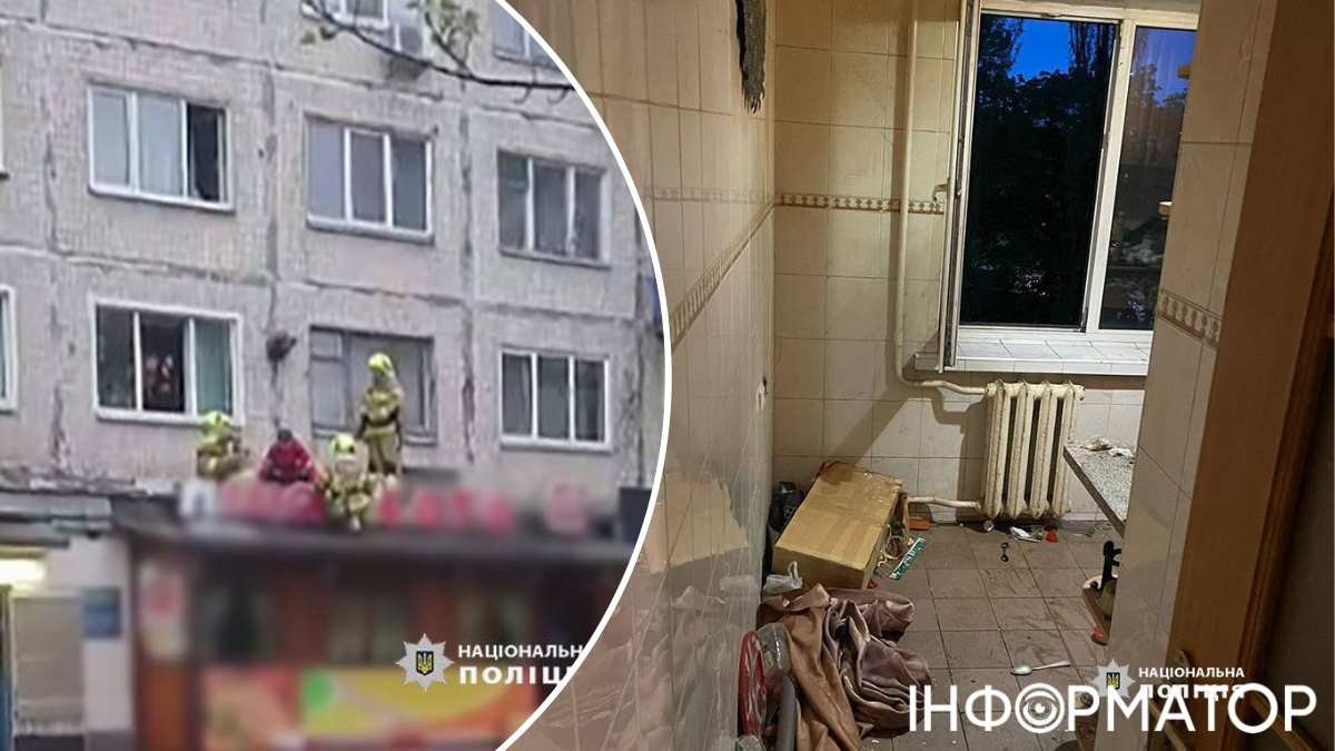 Мужчина швырял в полицию и спасателей топором и ножами из окна своего дома на Соломенке в Киеве