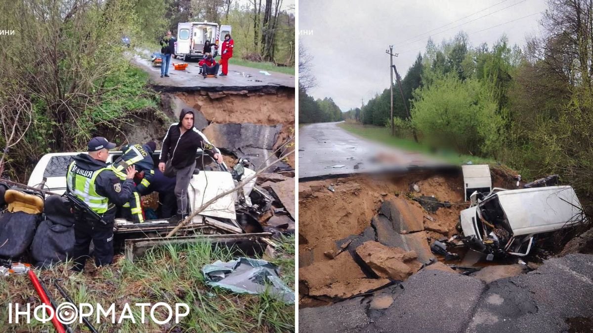 На Київщині мікроавтобус з людьми впав у провалля: двоє загиблих, семеро травмованих