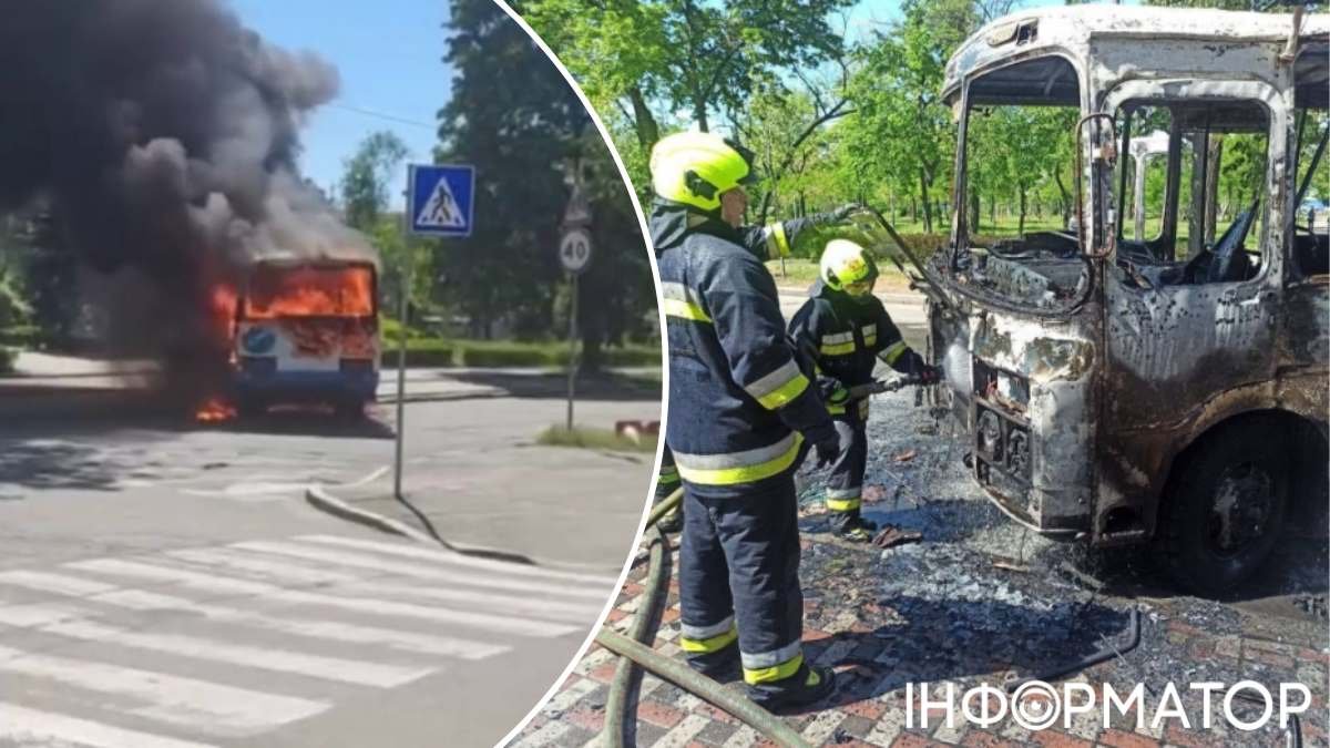 Дым был виден из соседних районов: в Киеве прямо на ходу вспыхнул автобус