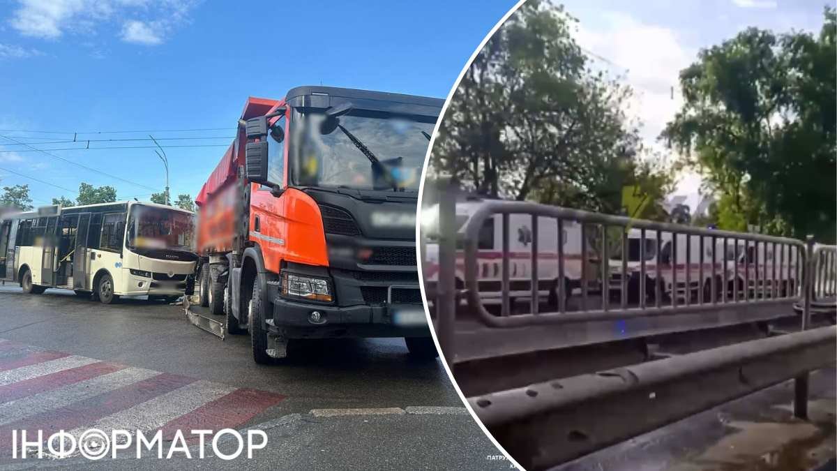 У Києві сталася ДТП за участі вантажівки та маршрутного таксі