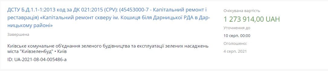 На ремонту у сквері біля РДА оголошували тендери, починаючи з 2021 року.