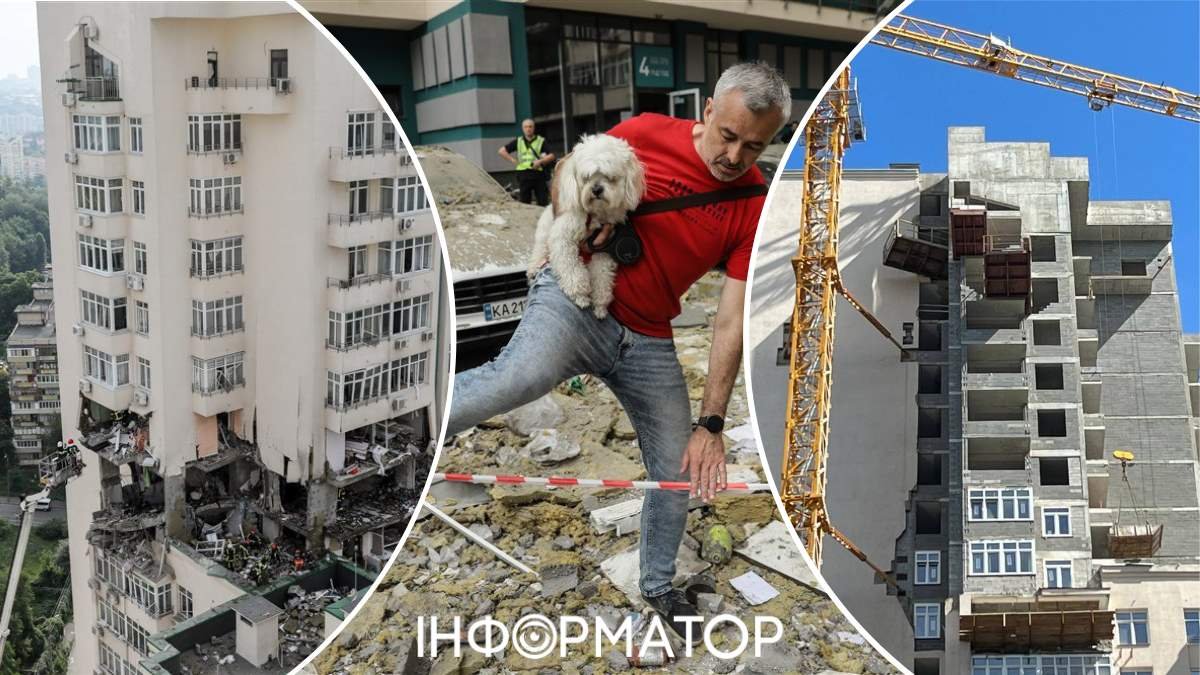 Восстановление дома на Соломенке, пострадавшего от удара ракеты 24 июня 2023 года