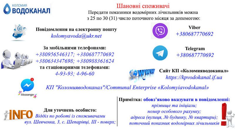 Як коломиянам передати показники води 1