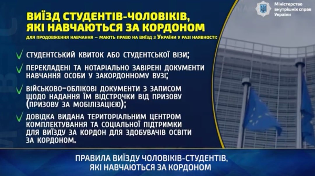 Перелік документів для виїзду за кордон чоловікам-студентам 1