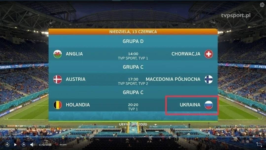 В цветах триколора: польский телеканал «превратил» Украину в Россию на Евро-2020