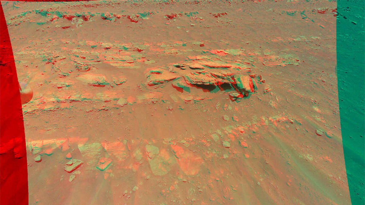 Вертолет NASA Ingenuity запечатлел скалистую поверхность Марса в 3D