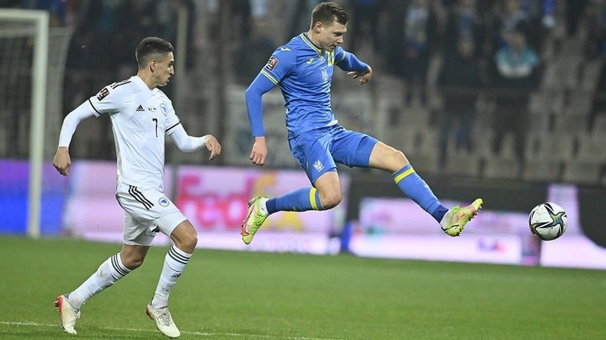 Украина обыграла сборную Боснии и Герцеговины и вышла в раунд плей-офф отбора к чемпионату мира в Катаре