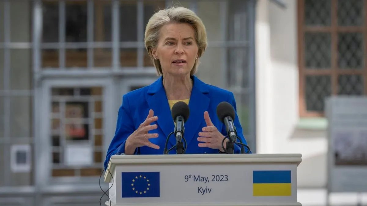 Президент ЕС Урсула фон дер Ляйен на пресс-конференции в Киеве