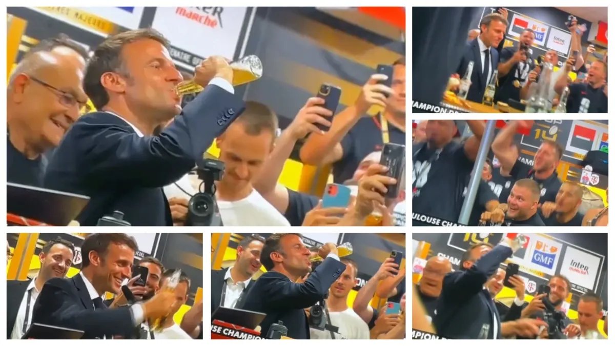 Макрон пьёт пиво за победу Тулузы