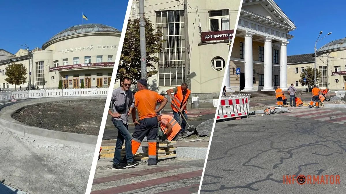 Реконструкция дороги на Контрактовой площади, сентябрь 2023