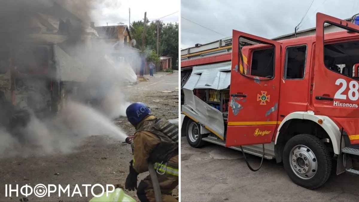 В Нікополі росіяни обстріляли рятувальників, які гасили пожежу від попереднього удару