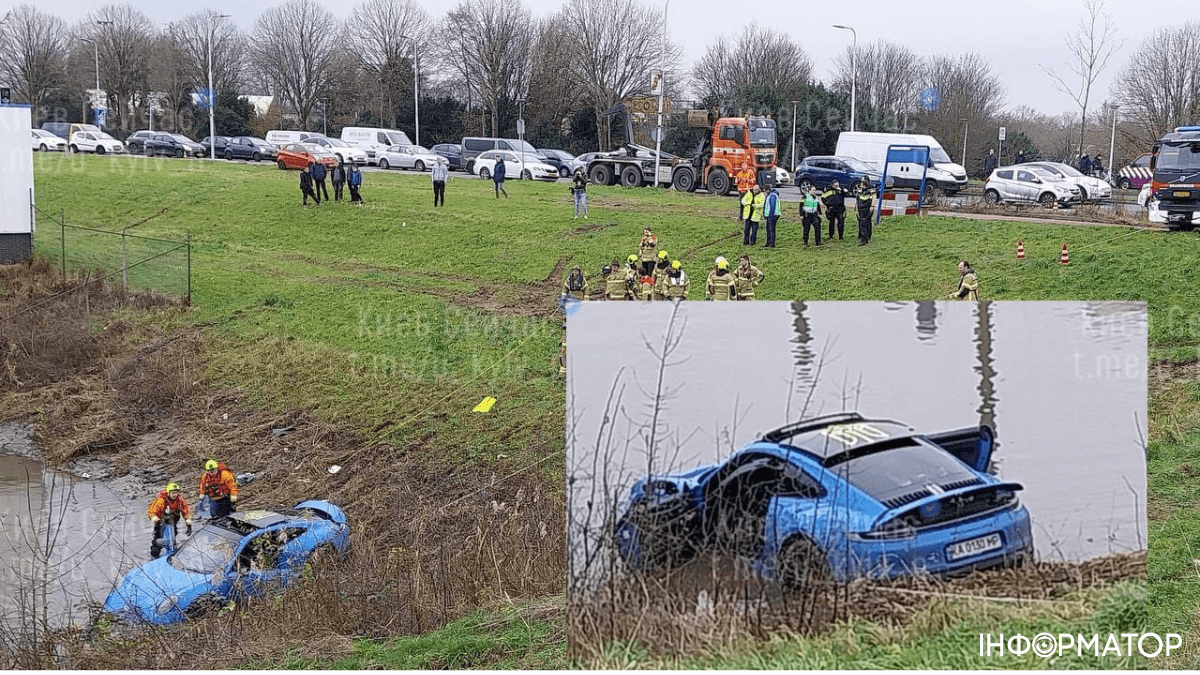 В Нидерландах украинец утопил в озере спорткар Porsche с патриотической  окраской – фото