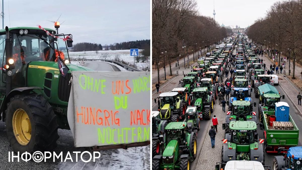 В Германии тысячи тракторов блокируют автобаны и города страны из-за  протестов - видео