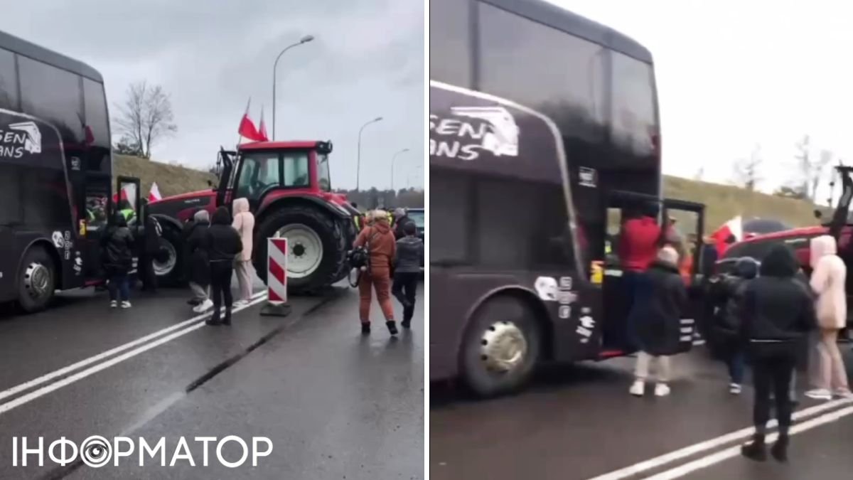 Польские забастовщики, пассажирский автобус