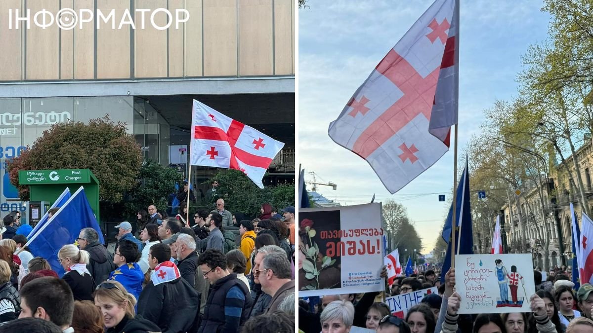 В Грузии проходит марш против российского закона, критиковавшего Саакашвили — видео