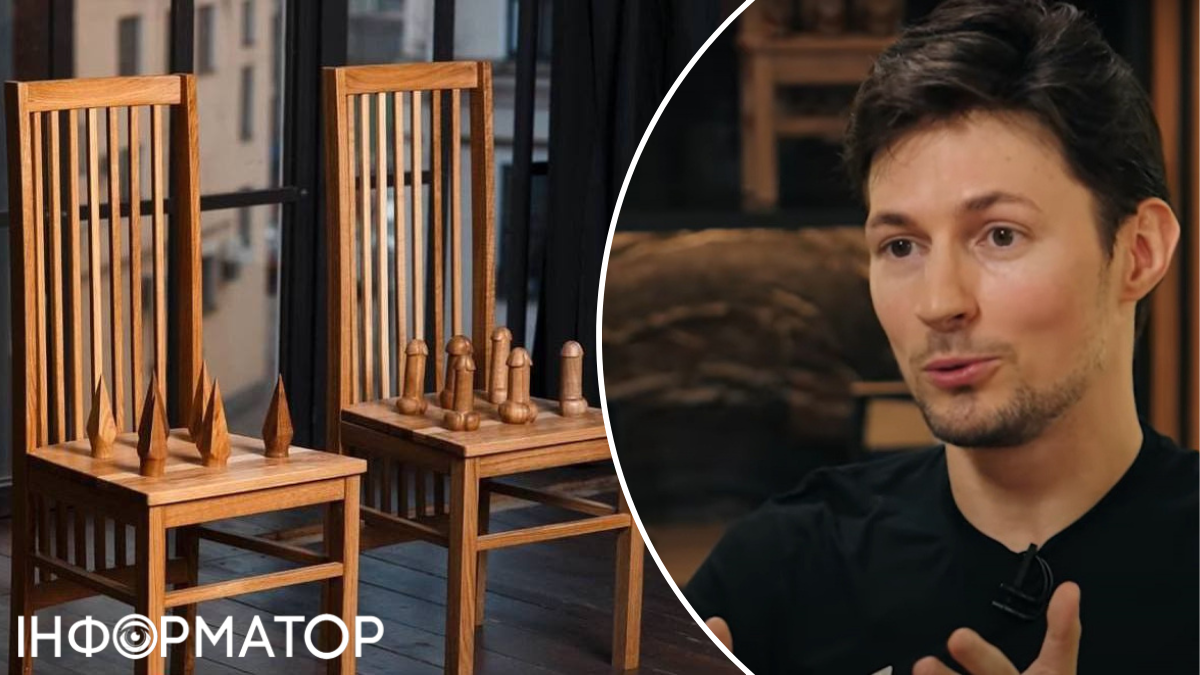 Дуров дал интервью Карлсону на фоне двух стульев с пиками и фаллосами: что это значит (фото)