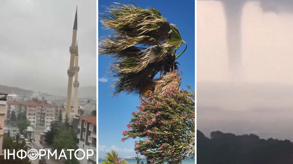 В Турции начался сильный шторм, снесший крыши домов и минарет мечети (видео)