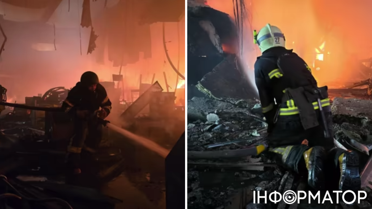 Тушение пожара в «Эпицентре» Харькова