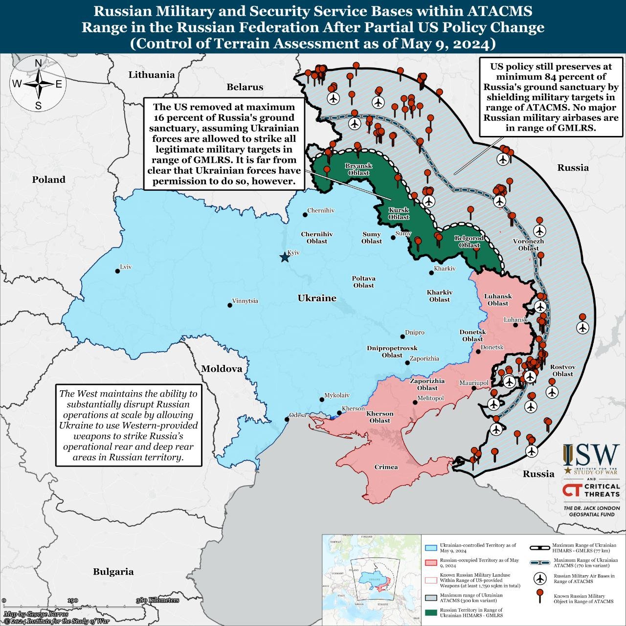 ВСУ могут бить западным оружием только по 16% территории России: анализ  ISW. Читайте на UKR.NET