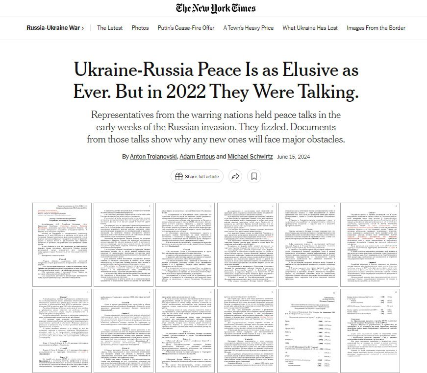 В NYT показали проєкт українсько-російської угоди, яку могли підписати у квітні 2022 року 1