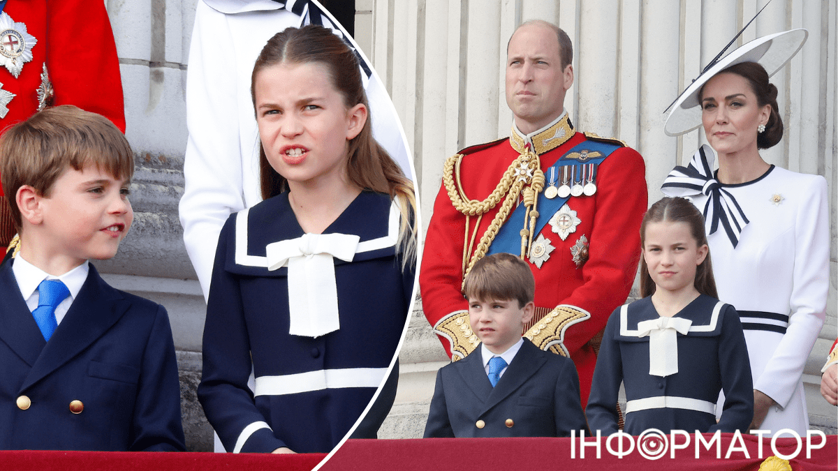 Принц Луи и принцесса Шарлотта с родителями на балконе Букингемского дворца
