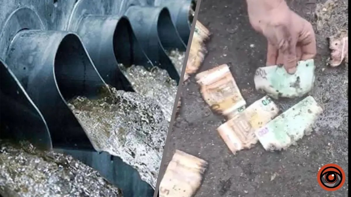 В Тернопольской области канализацию забило настоящими фунтами и евро