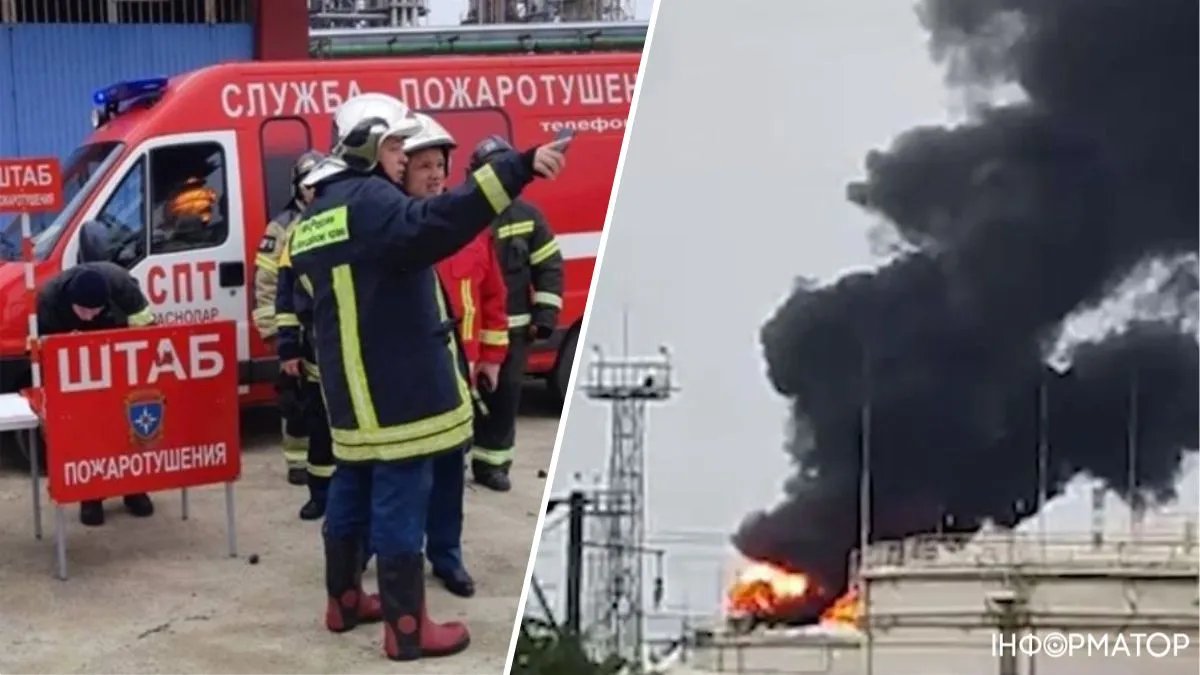 Дим видніється за кілька кілометрів. У російському Краснодарі загорівся нафтопереробний завод