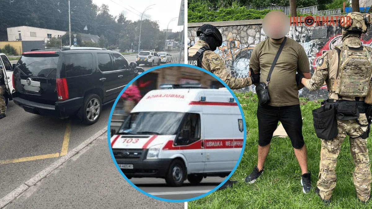 У Києві водій Cadillac підрізав "швидку" з хворою дитиною та погрожував лікарям. Його затримала поліція - відео