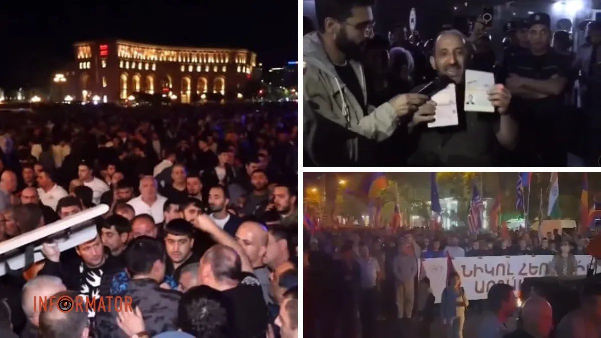 "Будь ти проклята імперія зла": протестуючі у Єревані рвуть російські паспорти біля посольства, тривають сутички с поліцією - відео