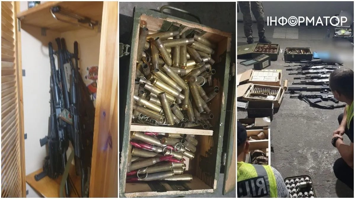 Автомати, набої, ножі: на Київщині військовослужбовець ТЦК зберігав купу зброї та боєприпасів - фото